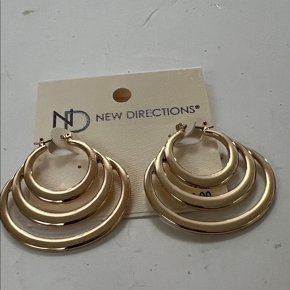 New Directions Triple Gold Hoop Earrings